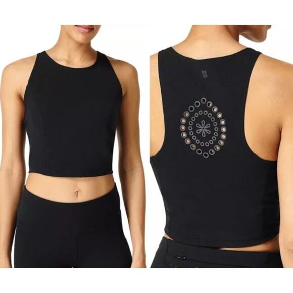 Sweaty Betty Power Laser Cut Crop Tank Sports Bra in Black Size Medium - Picture 1 of 6